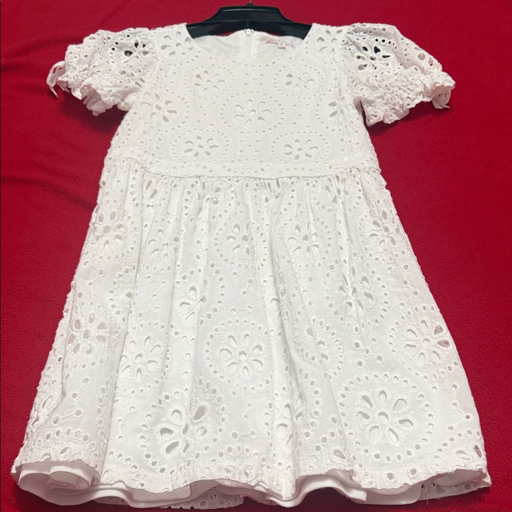 GB Girls Elegant White Eyelet Dress
